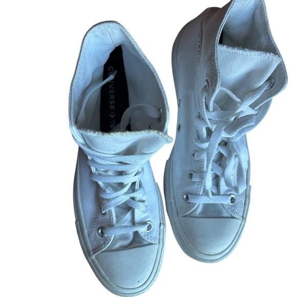 Custom ‘dog person’ Embroidered Converse Women's White HighTop Platform Sneakers - Picture 3 of 13